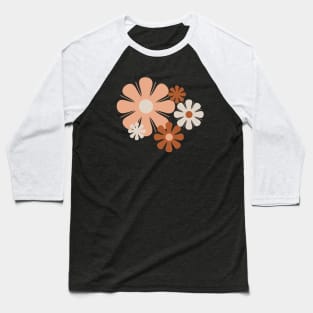 Flower Locus Retro 60s 70s Flowers in Earth Tones Baseball T-Shirt